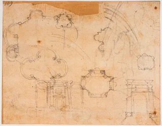 Baupläne, Ansichten und Kuppelskizzen für die Sforza-Kapelle