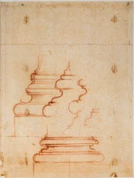 Pfeilerbasen für die Neue Sakristei, handschriftliche Inschriften