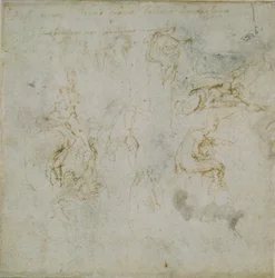 Recto: Acht Figurenstudien. Verso: Figurenstudie, ca. 1490-1560