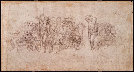 Studie von Figuren für eine Erzählungsszene (Schwarzkreide auf Papier) (recto)