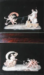 Ewigkeit und Galatea, zwei von sechs allegorischen Szenen