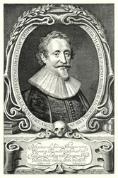 Hugo Grotius, niederländischer Jurist, Theologe, Philosoph und Autor (Gravur)
