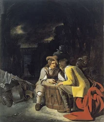 Soldaten spielen Würfel