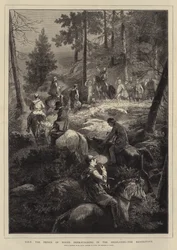 HRH der Prinz von Wales beim Hirschjagen in den Highlands, das Rendezvous