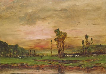 Abendlandschaft mit einer Herde Rinder in der Nähe von Jouy-en-Josas, 1881