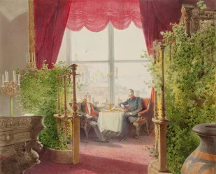 Frühstück der Kaiser Alexander II. und Wilhelm I. im Winterpalast, 1873
