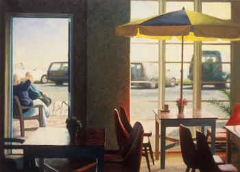 Alle außerhalb des Cafés
