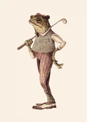 Frosch in Vintage-Golfkleidung
