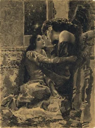 Tamara und Dämon. Illustration zum Gedicht Der Dämon von Michail Lermontow, 1890-1891