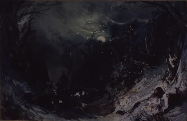 Bühnenbild für die Oper Die Macht des Bösen von A. Serov, 1871