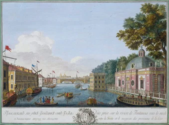 Blick auf den Fontanka-Fluss vom Grotto, St. Petersburg, Russland, 1753
