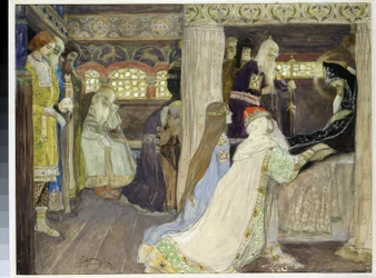 Der Tod des Großfürsten Alexander Newski (1220-1263). Werk von Mikhail Vasilyevich Nesterov (1862-1942)