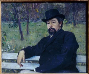 Porträt des Malers Nikolai Alexandrowitsch Jaroschenko