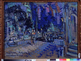 Bühnenbildentwurf für das Theaterstück Der Maskenball von M. Lermontov