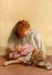 Unterrichtet ihre Puppe in der Kunst, schön einzuschlafen