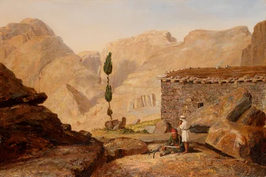 Der Gipfel des Berges Sinai mit der Kapelle des Elija, nach 1844