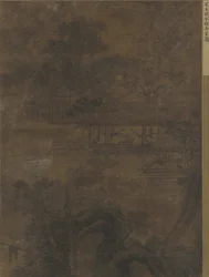 Landschaft: zwei Männer in einem Pavillon unter Bäumen