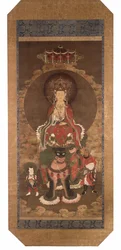 Der Bodhisattva Mañjuśrī auf einem Löwen, spätes 14. Jahrhundert