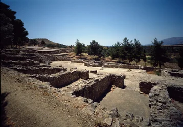 Minoische Zivilisation: Blick auf die Ruinen der Stätte von Haghia Triada, 2000-1400 v. Chr.