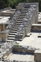 Östlicher Teil des Palastes des Königs Minos in Knossos zwischen dem Megaron der Königin und dem zentralen Hof. Kreta. 1600-1450 v. Chr.