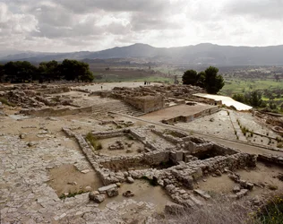 Ansicht der Ruinen von Phaistos, 2700-1200 v. Chr.