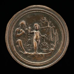Ein Bildhauer schnitzt eine Statue von Amor, spätes 15. - frühes 16. Jahrhundert