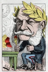 Porträt von Wilhelm I. (1797-1888), König von Preußen und Kaiser von Deutschland in „The Trombinoscope“ von Touchatout, Karikatur von B. Moloch von 1882 (1849-1909). Private Sammlung