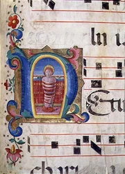 Ms 543 f.74r Historisierte Initiale 