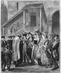 Jüdische Hochzeit in Deutschland im Jahr 1869