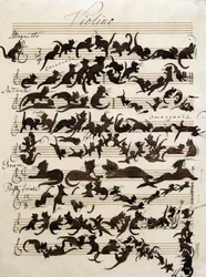 Die Katzensymphonie, Zeichnung von Moritz von Schwind von 1868. Staatliche Kunsthalle Karlsruhe.