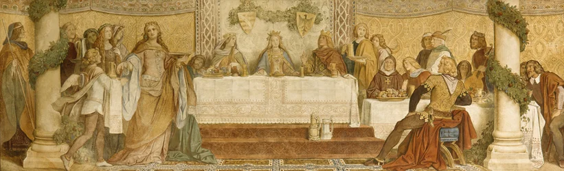 Detail des Landgrafenfreskos, Wartburg, ca. 1855