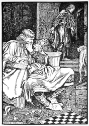 König Knut und Graf Ulf streiten über Schach, Roskilde, Dänemark, 1026, 1913