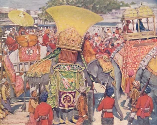 Burmesische Elefanten beim Staatseintritt, 1903