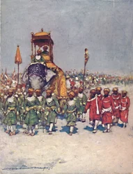 Eine der malerischsten Gruppen in der Prozession der Gefolgsleute, 1903