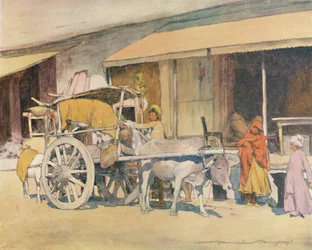 Ein Ochsenkarren, Ajmere, 1905