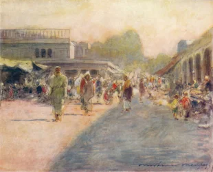 Eine Straße in Peshawur, 1905