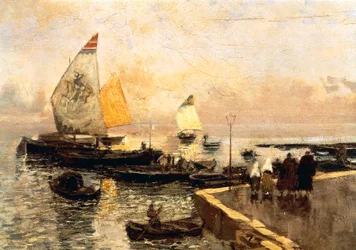 Kohleboote in Chioggia, von Mose Bianchi