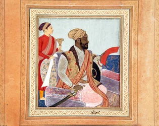 Der edle Ikhlas Khan mit einer Petition, ca. 1650