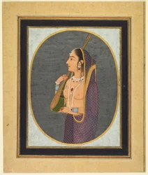 Hofdame singt und spielt die Vina, um 1760