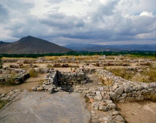 Mykenische Kunst: Bäder der mykenischen Zitadelle, Stadt Tiryns, um 1200 v. Chr. Griechenland