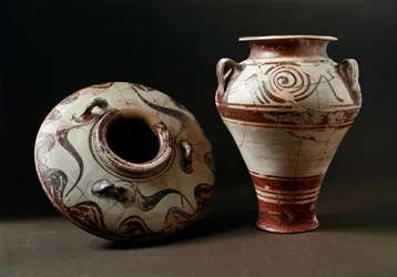 Mykenische Kunst: Keramikvasen. 1400 v. Chr. Athen, Agora-Museum - Mykenische Kunst: Keramikvasen. 1400 v. Chr. Agora-Museum, Athen, Griechenland