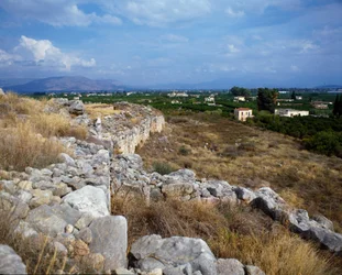 Ruinen der Festung der Zitadelle: Standort der antiken Stadt Tiryns, um 1200 v. Chr. Griechenland