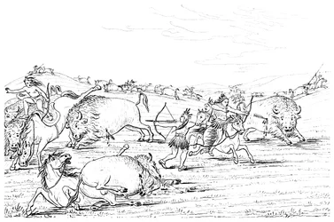 Indianer jagen Büffel, 1841