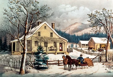 Das alte Bauernhaus, veröffentlicht von Currier & Ives