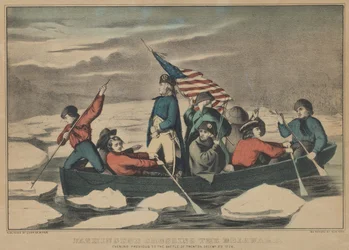 Washington überquert den Delaware am Abend vor der Schlacht von Trenton, 5. Dezember 1776
