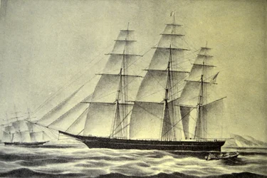 Currier & Ives Illustration 19. Jahrhundert. Das Klipperschiff Hurricane