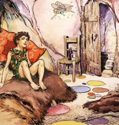 Peter Pan spricht mit Tinkerbell, Illustration aus 