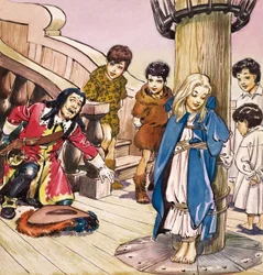 Wendy am Mast gefesselt, Illustration aus 