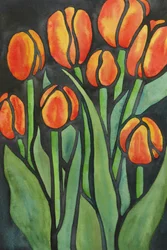 Kräftige orangefarbene Tulpen