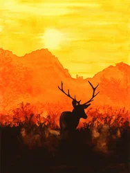 Hirsch-Silhouette bei Sonnenuntergang